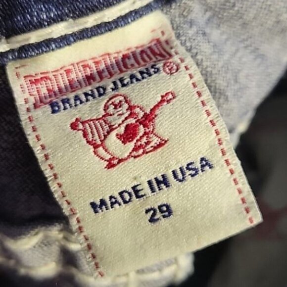 True Religion Jeans Women Size 29 Blue Becky Dark Wash Stretch Bootcut Low Rise - Picture 5 of 5